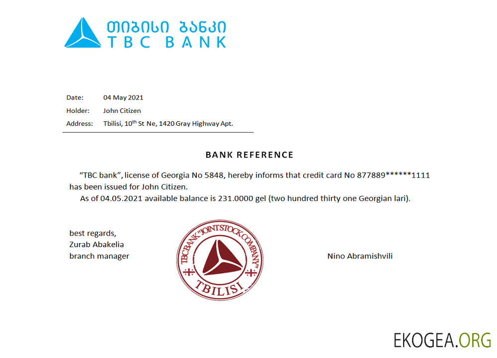 Géorgie , TBC bank , reference